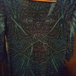 Size medium 3/4 sleeved purple & blue designs